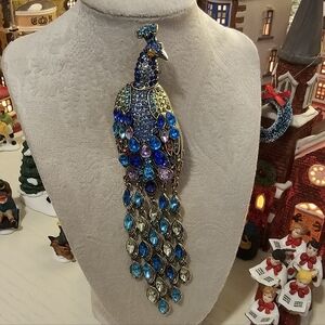 Regal Peacock Tassel Brooch